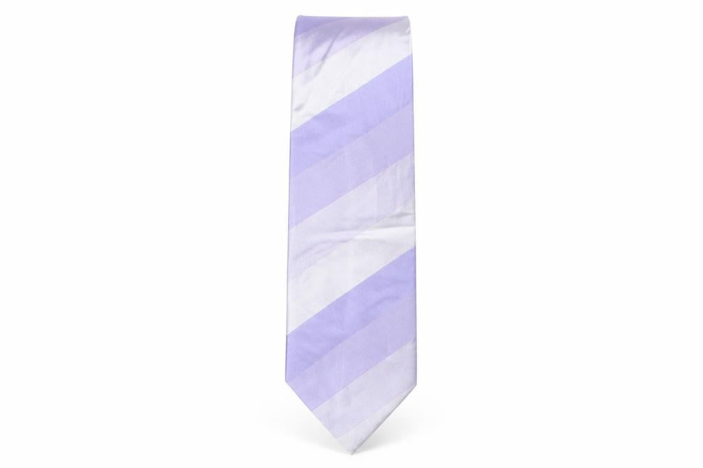 Front view of Soprano men’s purple striped silk pointed tie one size