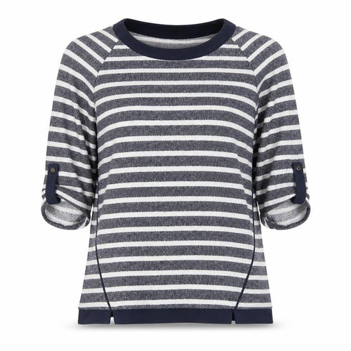 Dandara Womens Blue Striped Polyester Jersey T-Shirt Size S Round Neck