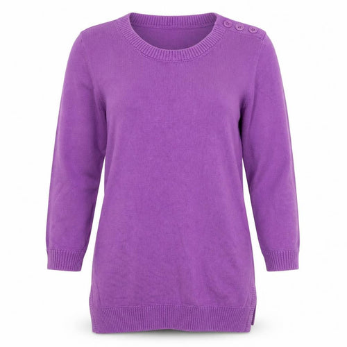 Gap Womens Purple Round Neck  Cotton Henley Jumper Size M