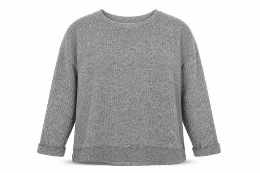 Front view of Primark women’s grey round neck polyester jumper, size XL