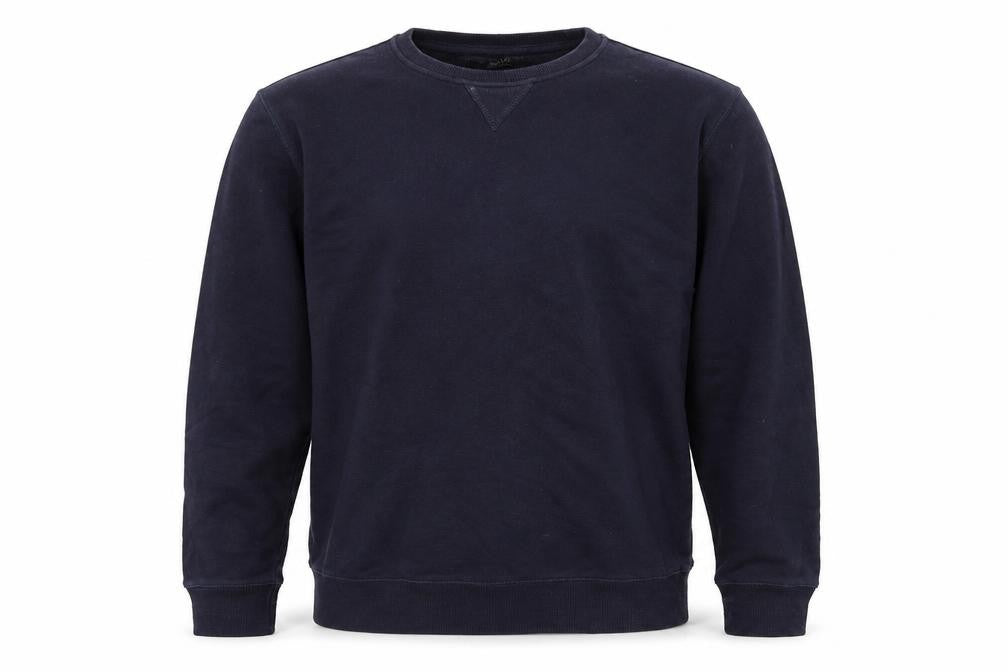 Front view of Matalan men’s blue cotton pullover sweatshirt, size S