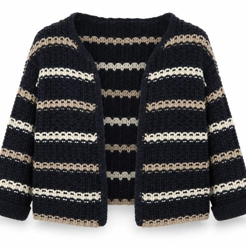 Dorothy Perkins Womens Blue Round Neck Striped Acrylic Cardigan Jumper Size L