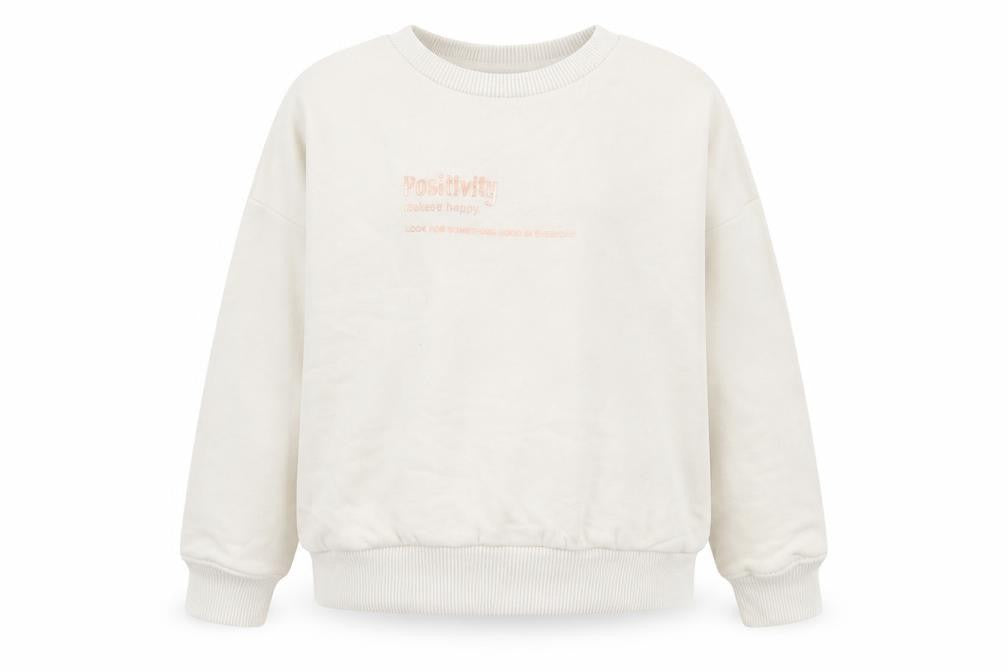 Front view of Tu girls’ white cotton pullover sweatshirt, size 5, years pullover