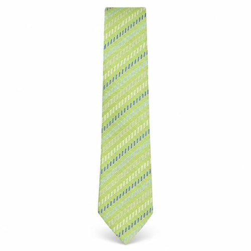 Steel & Jelly Mens Green Striped Silk Pointed Tie One Size