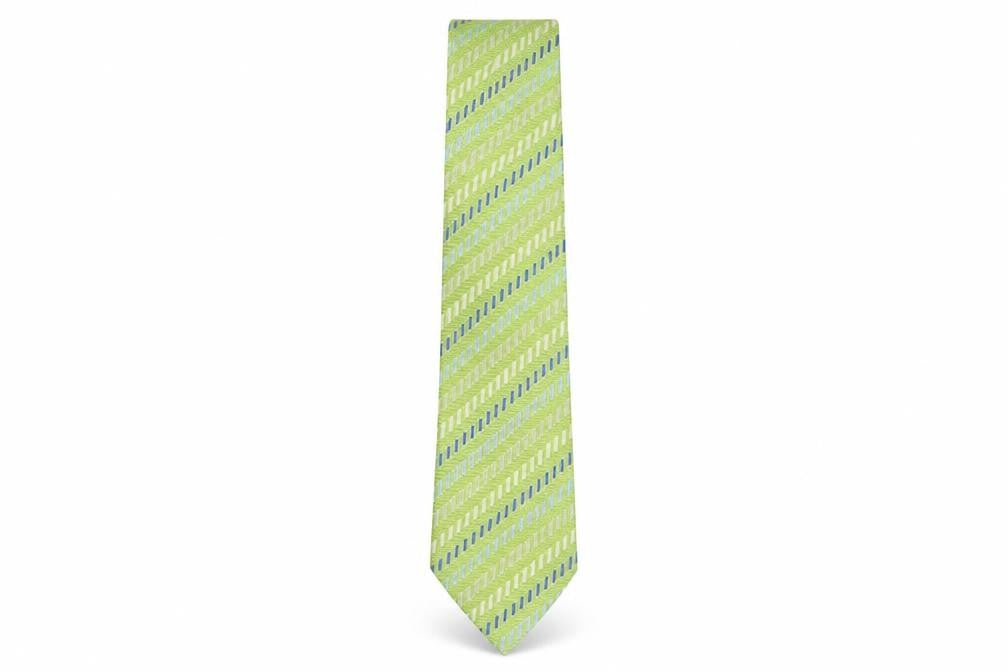 Steel & Jelly Mens Green Striped Silk Pointed Tie One Size