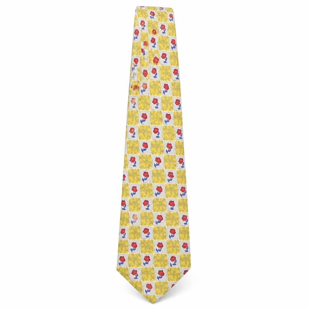 Front view of CandA men’s multicoloured plaids & checks polyester pointed tie one size