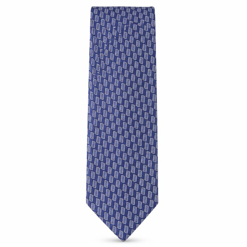 Front view of Marks & Spencer men’s blue geometric silk pointed tie one size
