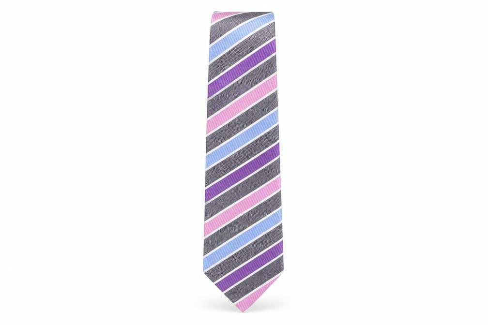 Front view of Marks & Spencer men’s multicoloured striped silk pointed tie one size