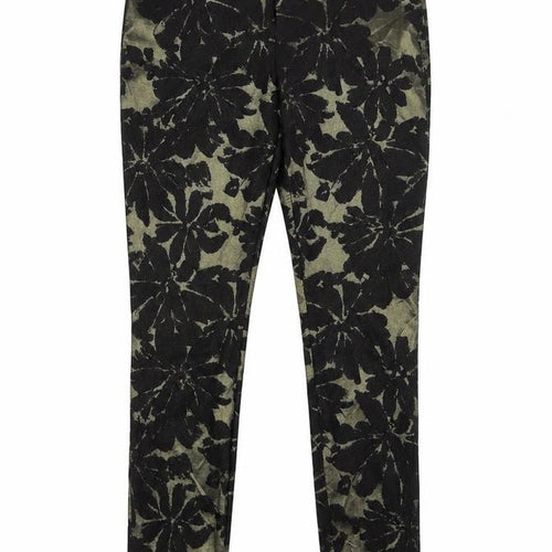 Gap Womens Gold Floral Polyester Chino Trousers Size 8 L27 in Slim Zip - Skinny Ankle