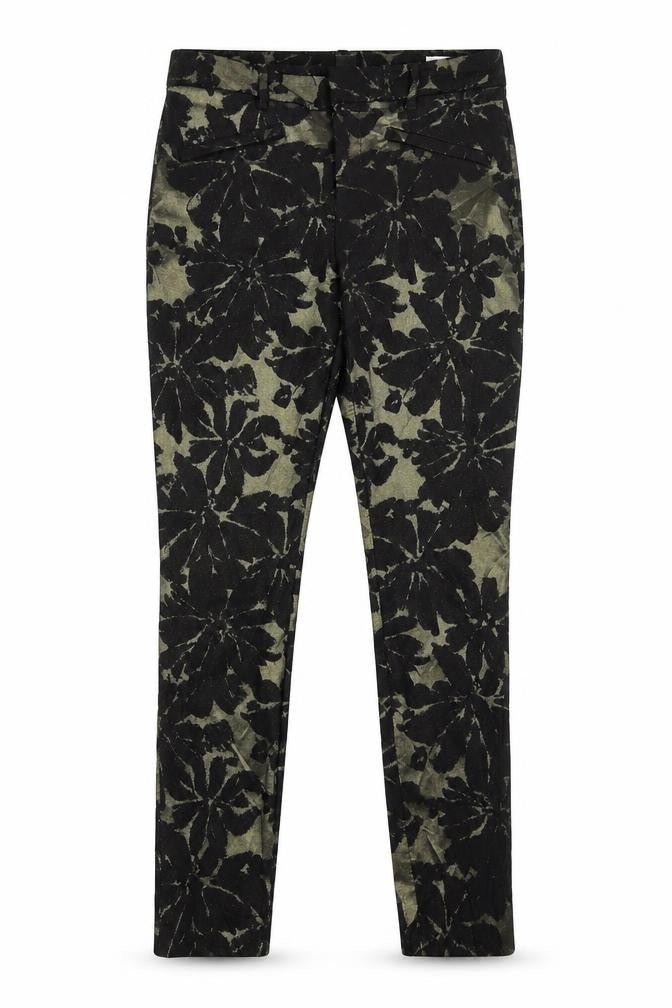 Gap Womens Gold Floral Polyester Chino Trousers Size 8 L27 in Slim Zip - Skinny Ankle