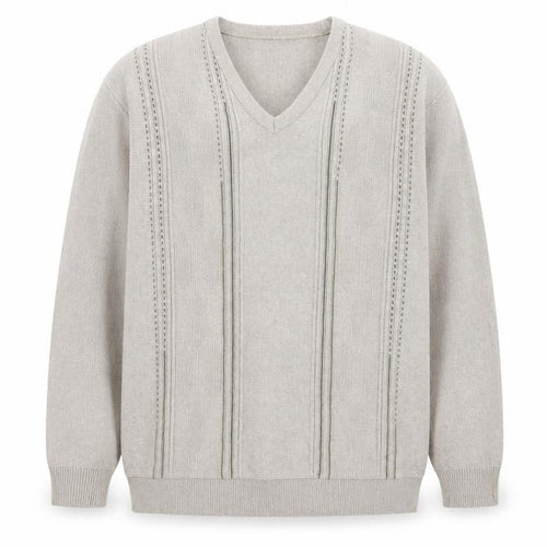 Greenwoods Casual Mens Beige V-Neck  Cotton Pullover Jumper Size L