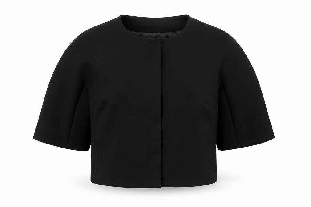 Front view of Atmosphere women’s black jacket, size UK 12, zip
