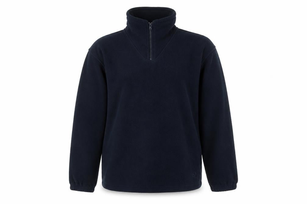 Front view of Hawkshead men’s blue jacket, size S, zip