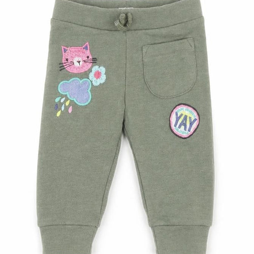 NEXT Baby Green  Cotton Jogger Trousers Size 3-6 Months  Tie