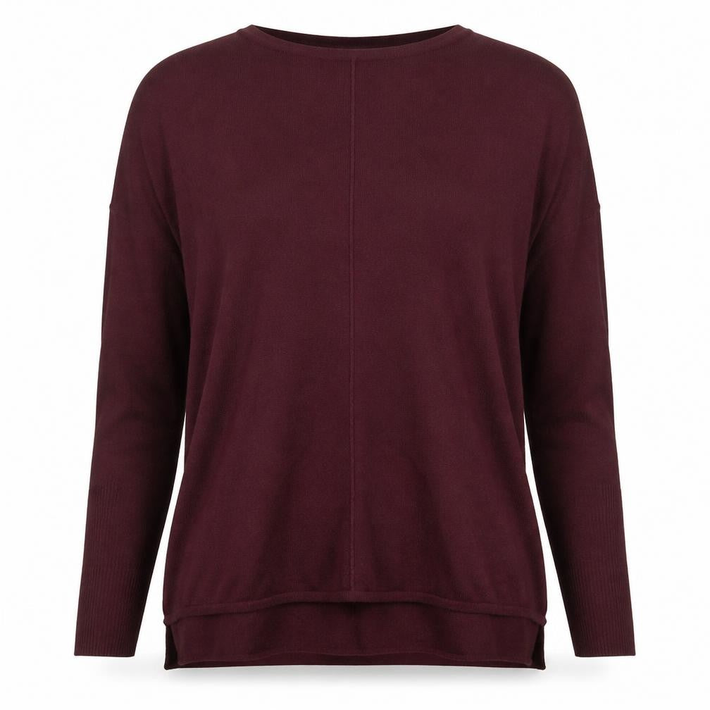 Front view of H&M women’s red round neck acrylic jumper, size XS