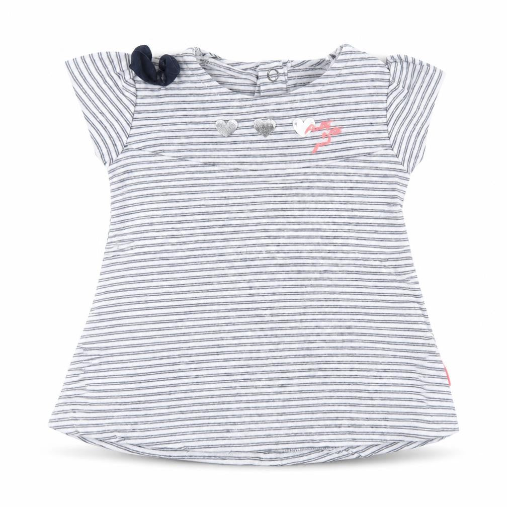 Dirkje Baby Blue Striped Cotton Pullover T-Shirt Size 0-3 Months Round Neck Snap - 'Pretty Little Girl'