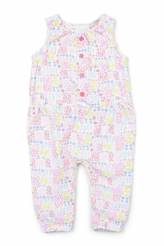 F&F Baby White Floral Cotton Coverall One-Piece Size 3-6 Months  Snap