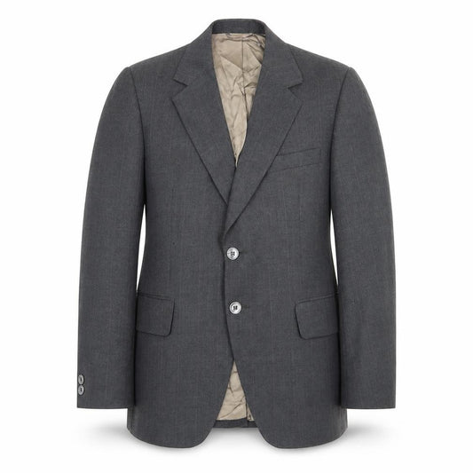 Front view of Jackson men’s grey plaid polyester jacket blazer, size 36