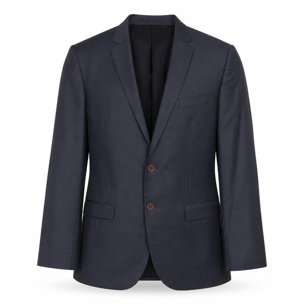 Front view of River Island men’s blue wool jacket blazer, size 42