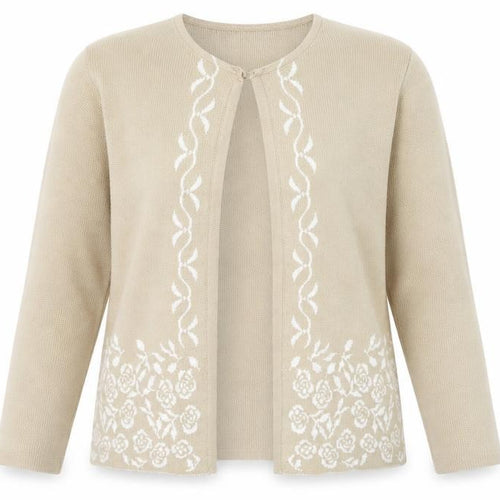 Autonomy Womens Beige Round Neck  Acrylic Cardigan Jumper Size S