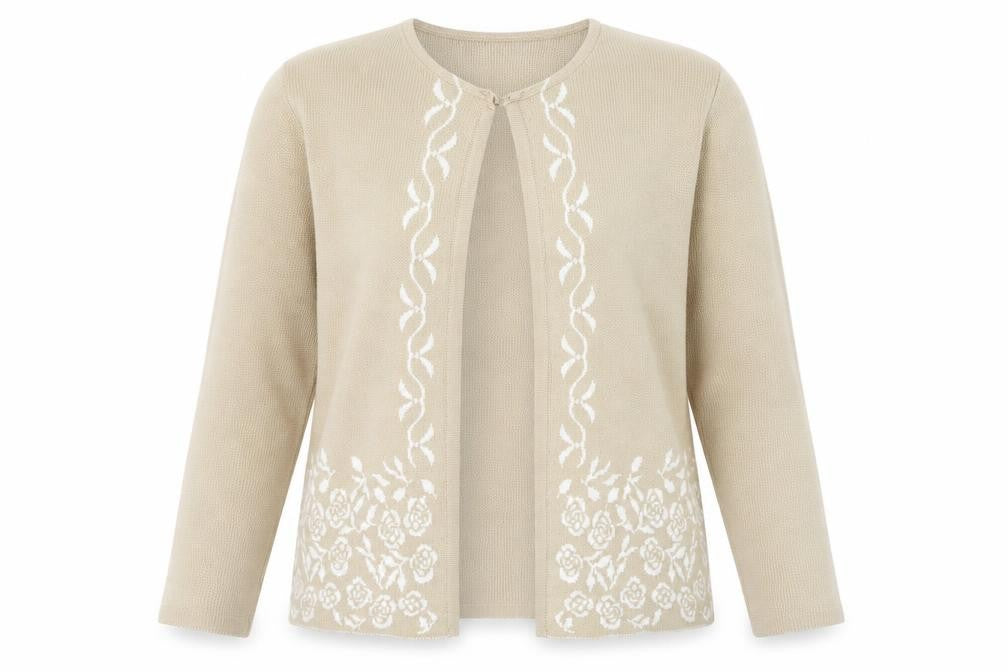 Autonomy Womens Beige Round Neck  Acrylic Cardigan Jumper Size S