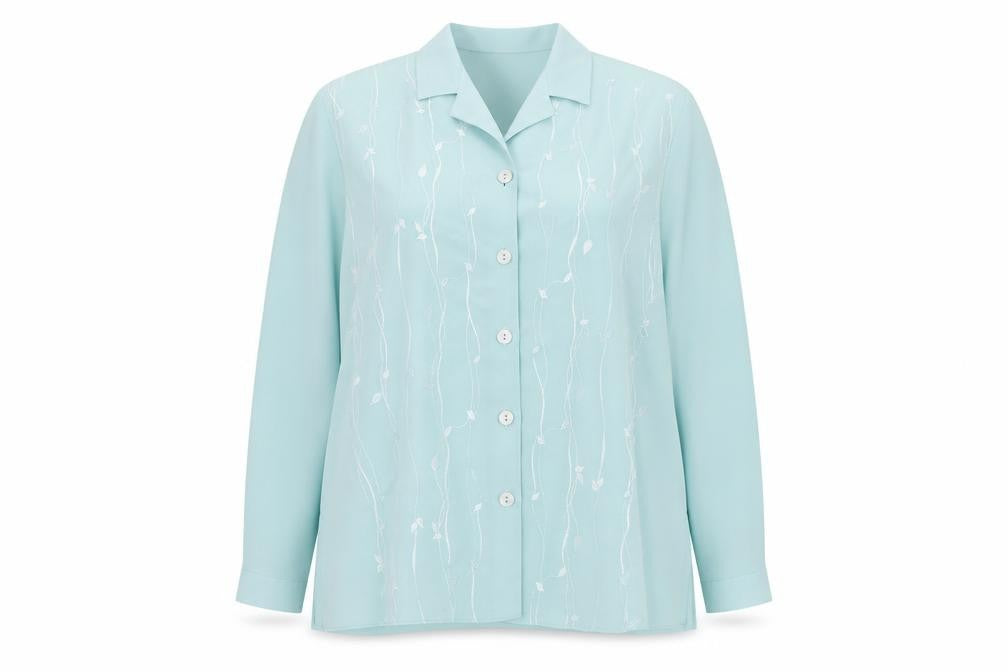 Front view of Your Sixth Sense women’s green polyester basic button-up, size UK 16, collared