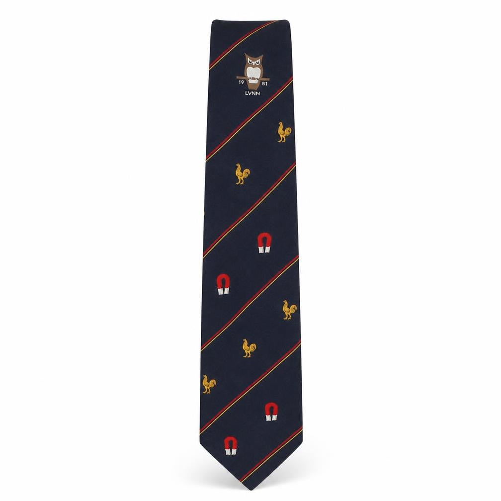 Front view of Interlogo London men’s multicoloured striped polyester pointed tie one size
