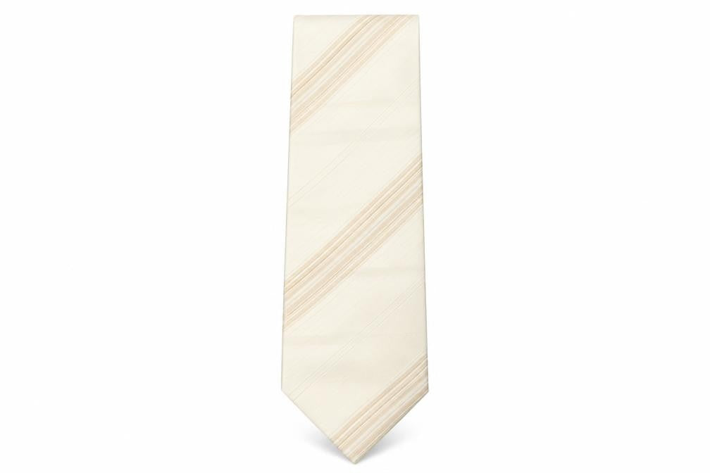 Front view of Next men’s beige striped silk pointed tie one size