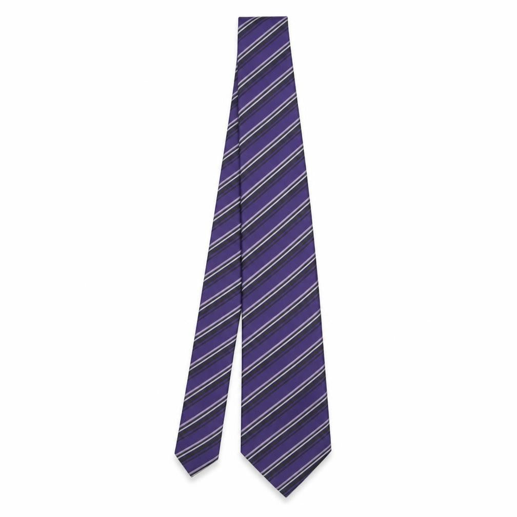 Front view of Burton men’s multicoloured striped polyester pointed tie one size