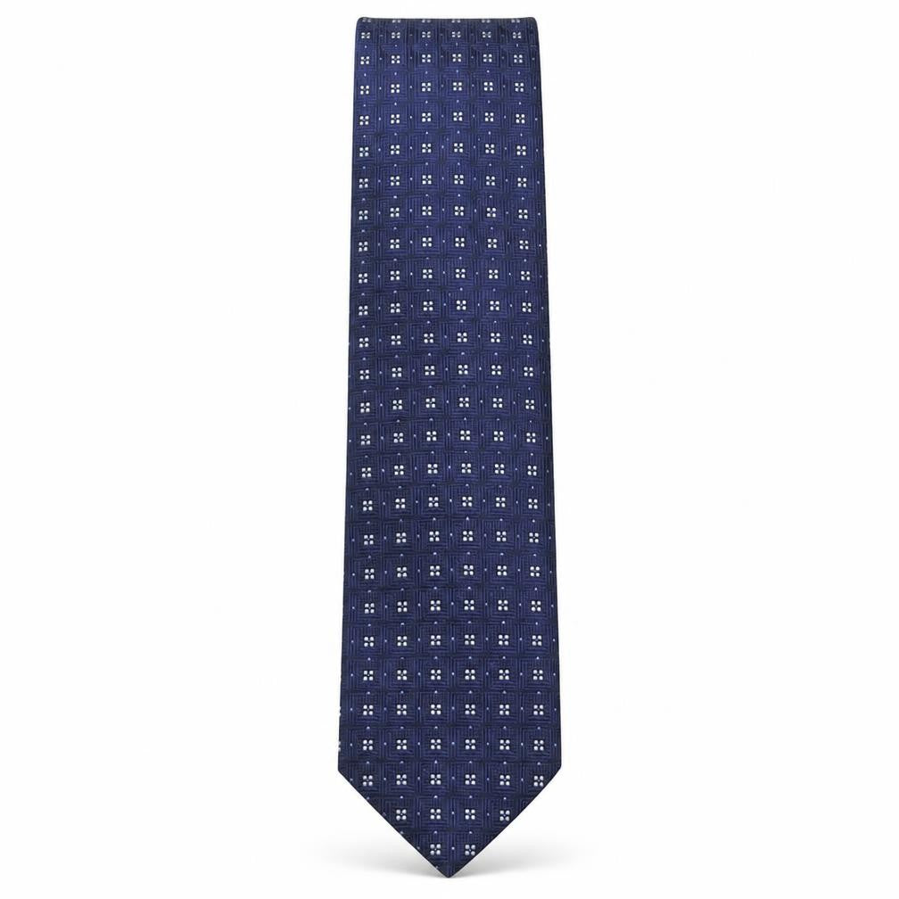 Front view of Marks & Spencer men’s blue geometric polyester pointed tie one size