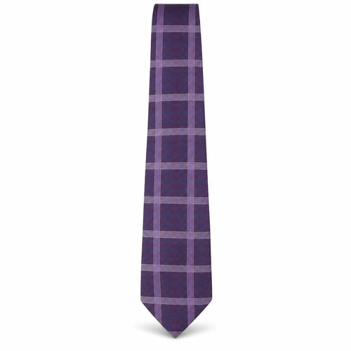 Milan  Mens Purple Plaids & Checks Silk Pointed Tie One Size