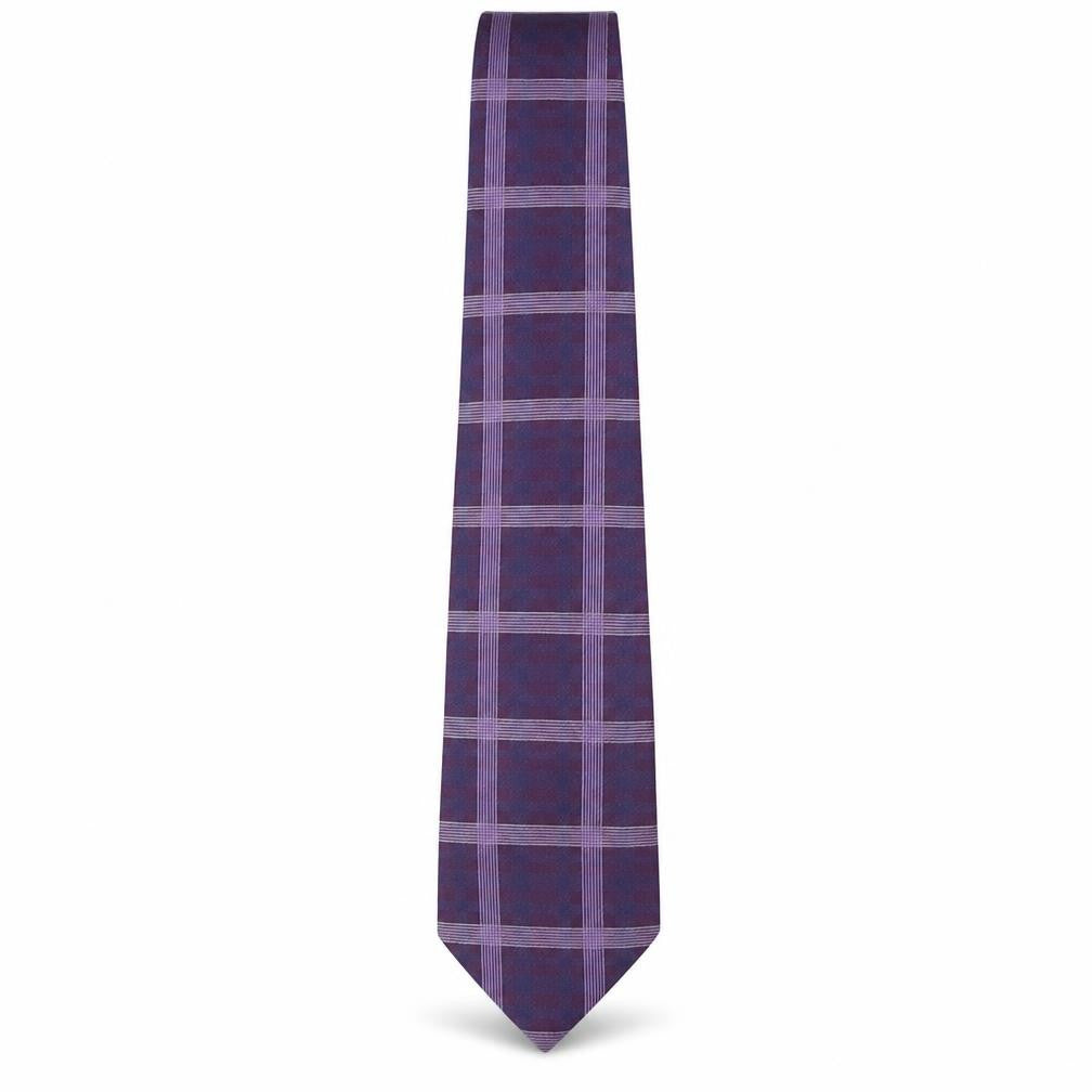 Milan  Mens Purple Plaids & Checks Silk Pointed Tie One Size