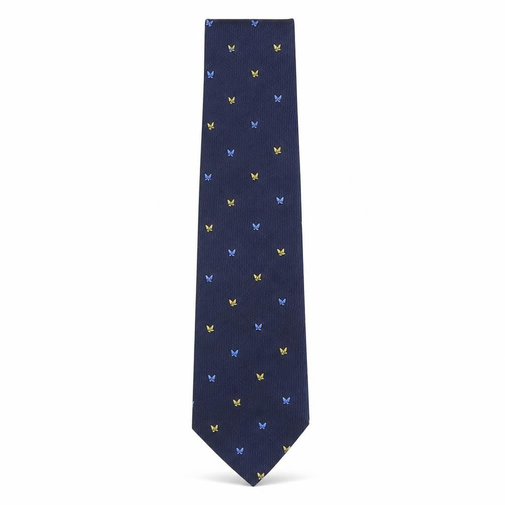 Beaufort Mens Multicoloured Geometric Silk Pointed Tie One Size - butteflies