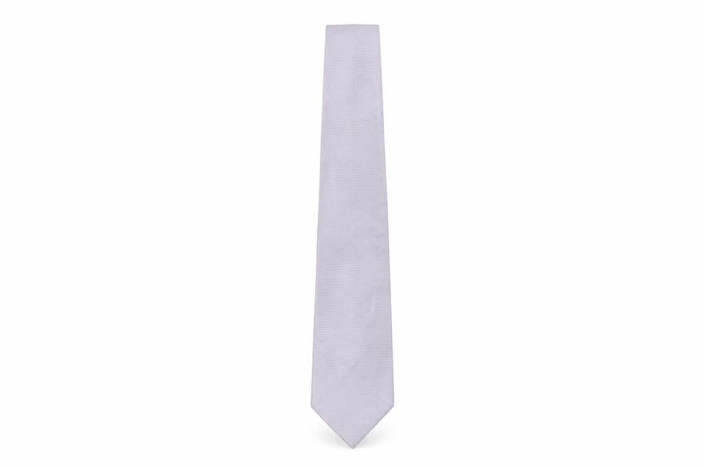 Front view of Basile men’s silver silk pointed tie one size