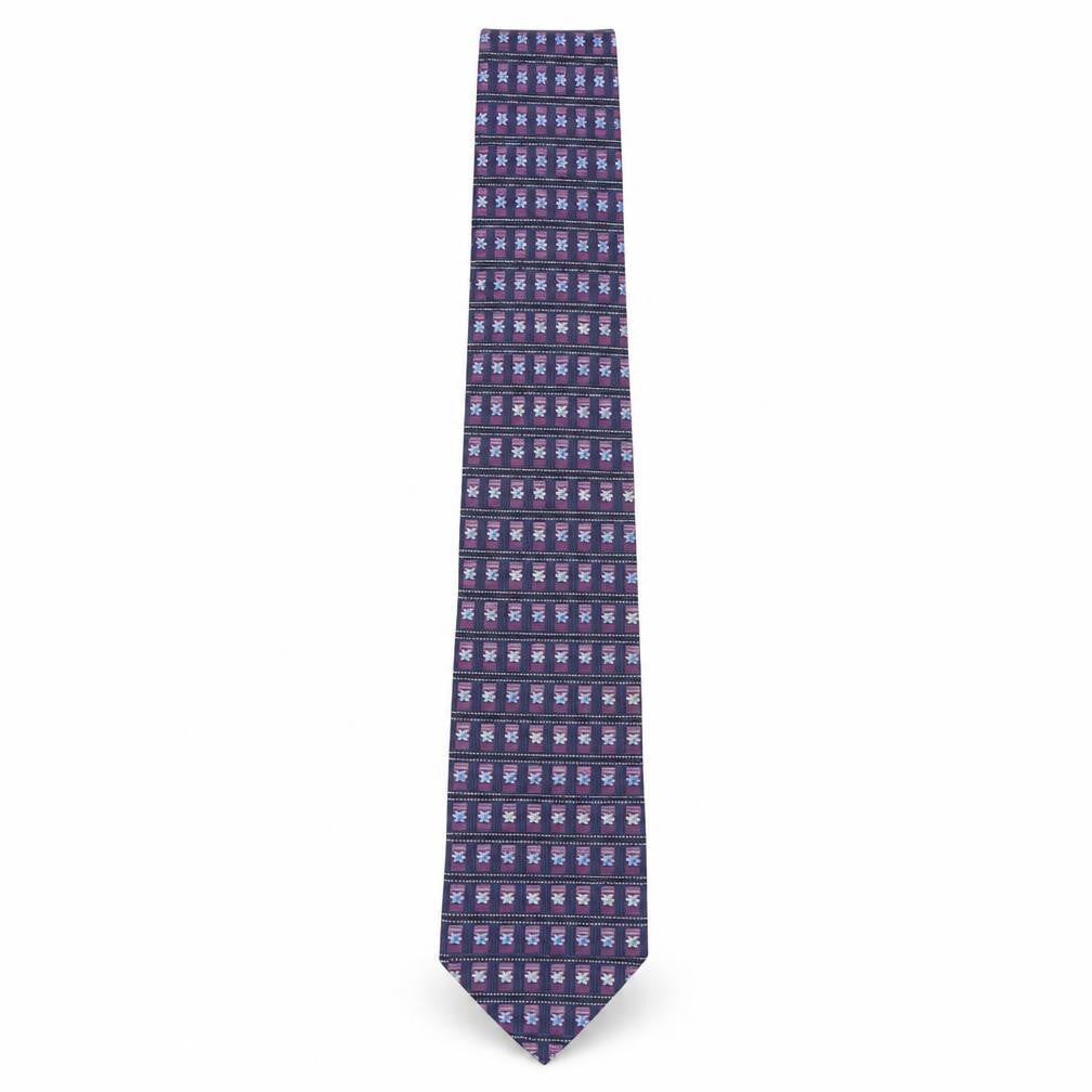 Preworn Mens Purple Floral Silk Pointed Tie One Size