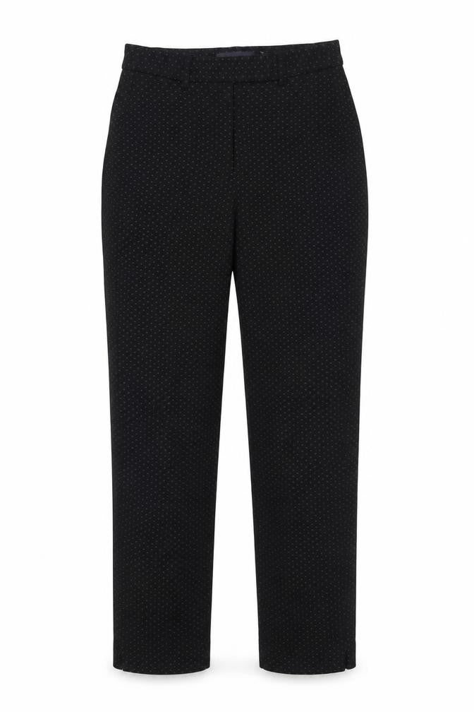 Marks and Spencer Womens Black Geometric Viscose Trousers  Size 6 L30 in Regular Hook & Eye
