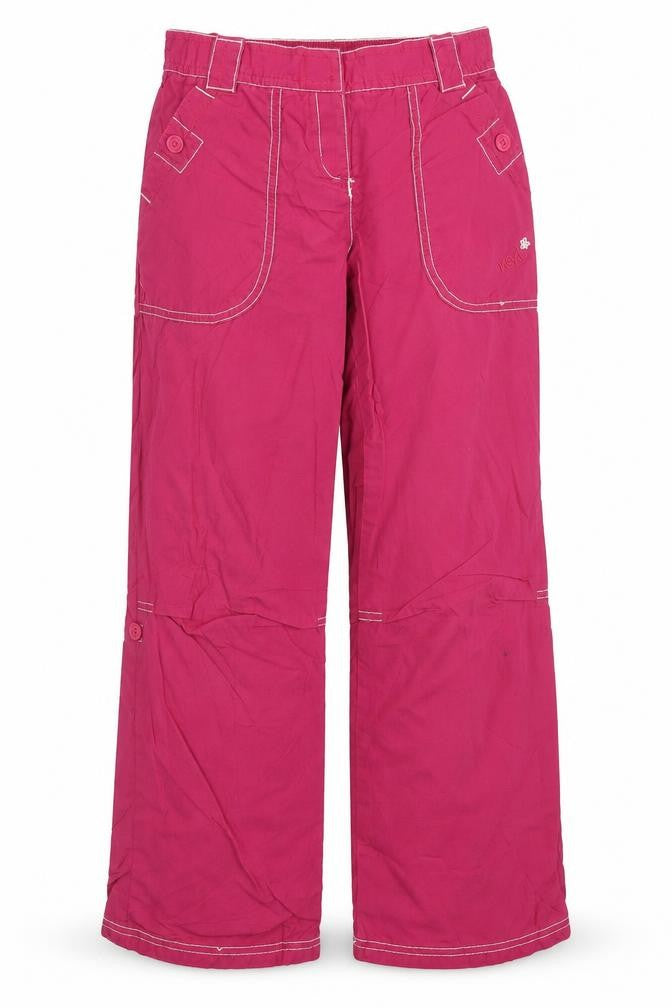 Front view of Next girls’ pink cotton capri trousers, size 9, months regular hook & loop