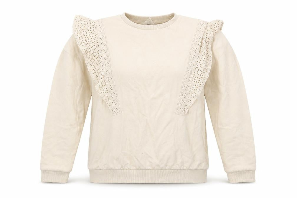 Front view of Falmer Heritage women’s beige cotton pullover sweatshirt, size S, pullover