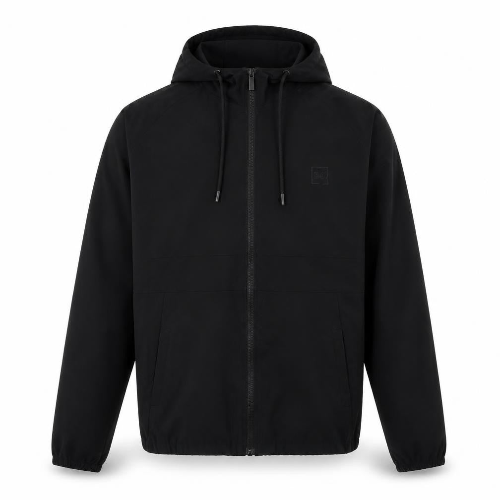 Front view of US Athletic men’s black jacket, size S, zip