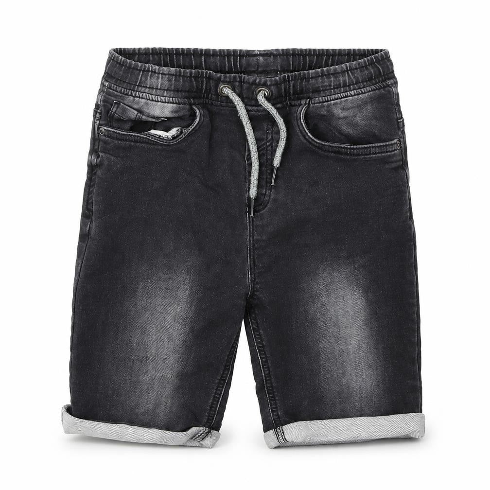 Front view of Tu boys’ black cotton cropped jeans, size 9, months regular pullover