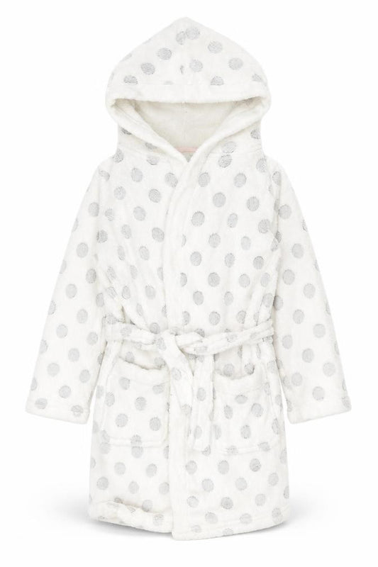 TU Girls White Spotted Polyester Kimono Gown Size 7-8 Years  Tie