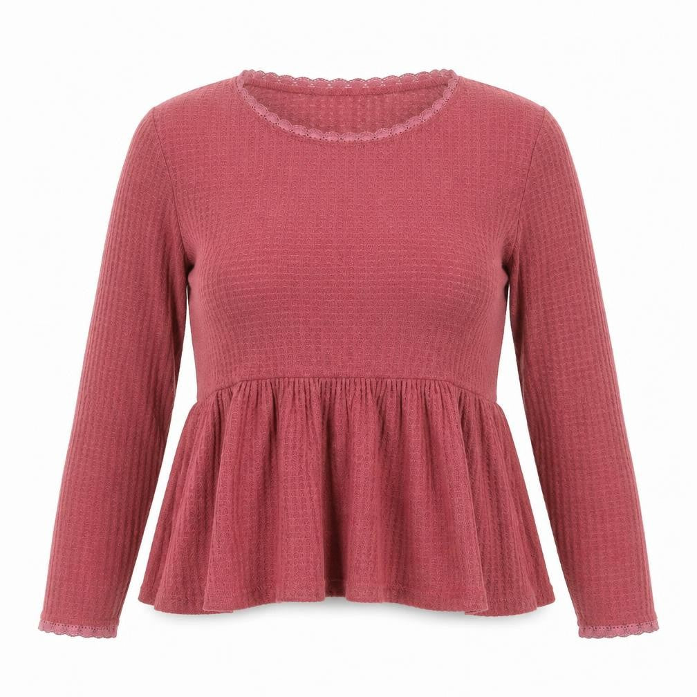 Front view of SHEIN women’s red round neck polyester jumper, size S