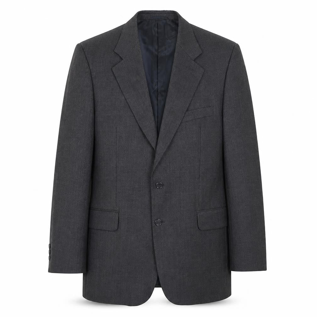 Front view of Wellington men’s grey wool jacket blazer, size 42