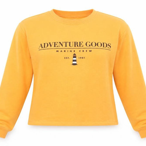 Pull&Bear Womens Orange  Cotton Pullover Sweatshirt Size S   - Cropped
