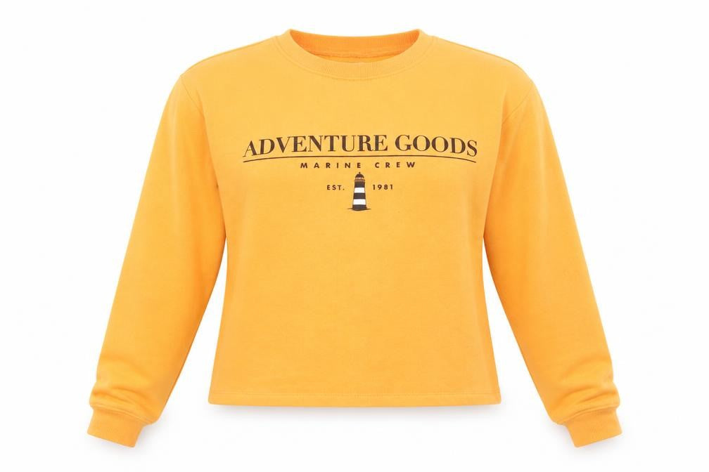 Pull&Bear Womens Orange  Cotton Pullover Sweatshirt Size S   - Cropped