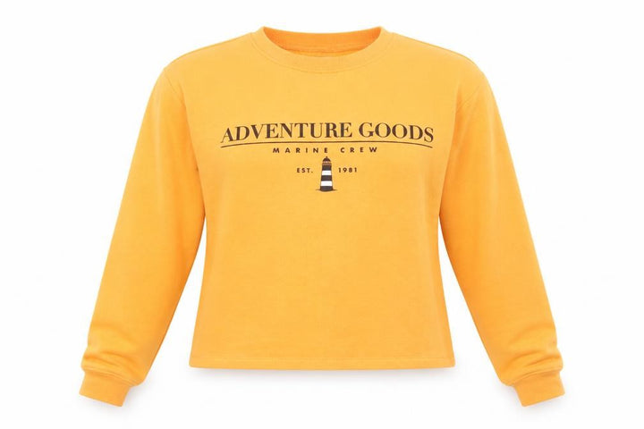 Pull&Bear Womens Orange Cotton Pullover Sweatshirt Size S - Cropped