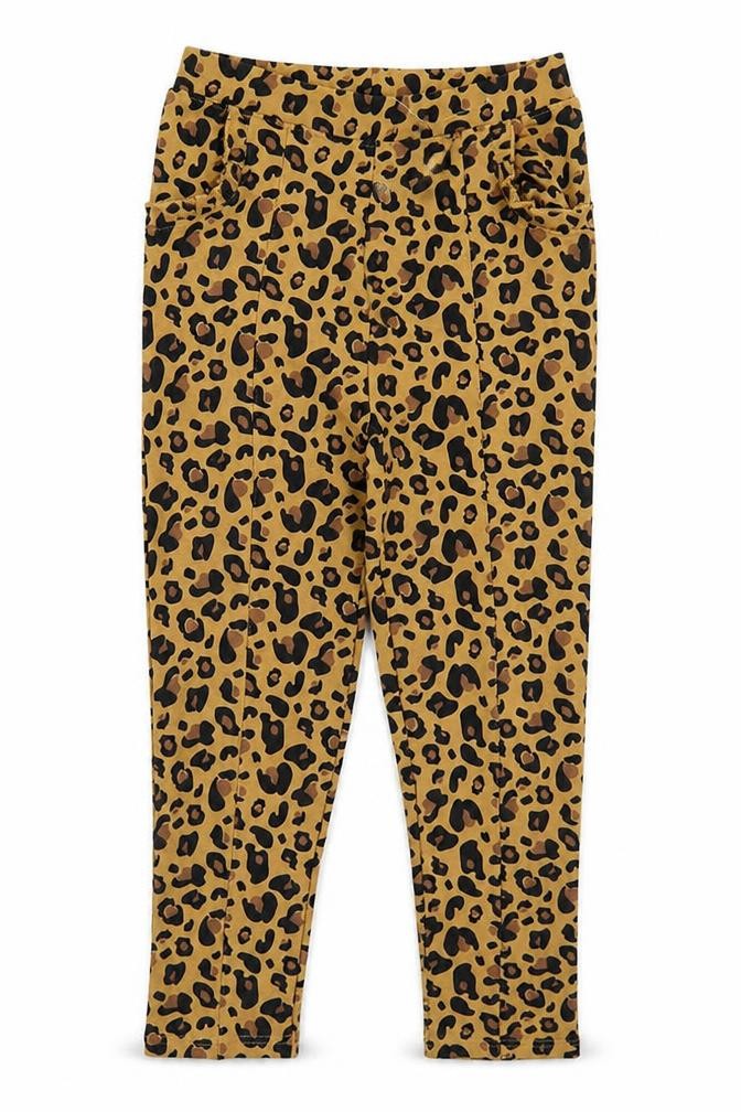 Crafted Girls Beige Animal Print Cotton Dress Pants Trousers Size 13 Years  Regular