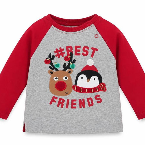 Preworn Boys Multicoloured  100% Cotton Jersey T-Shirt Size 12 Months Round Neck Snap - Christmas