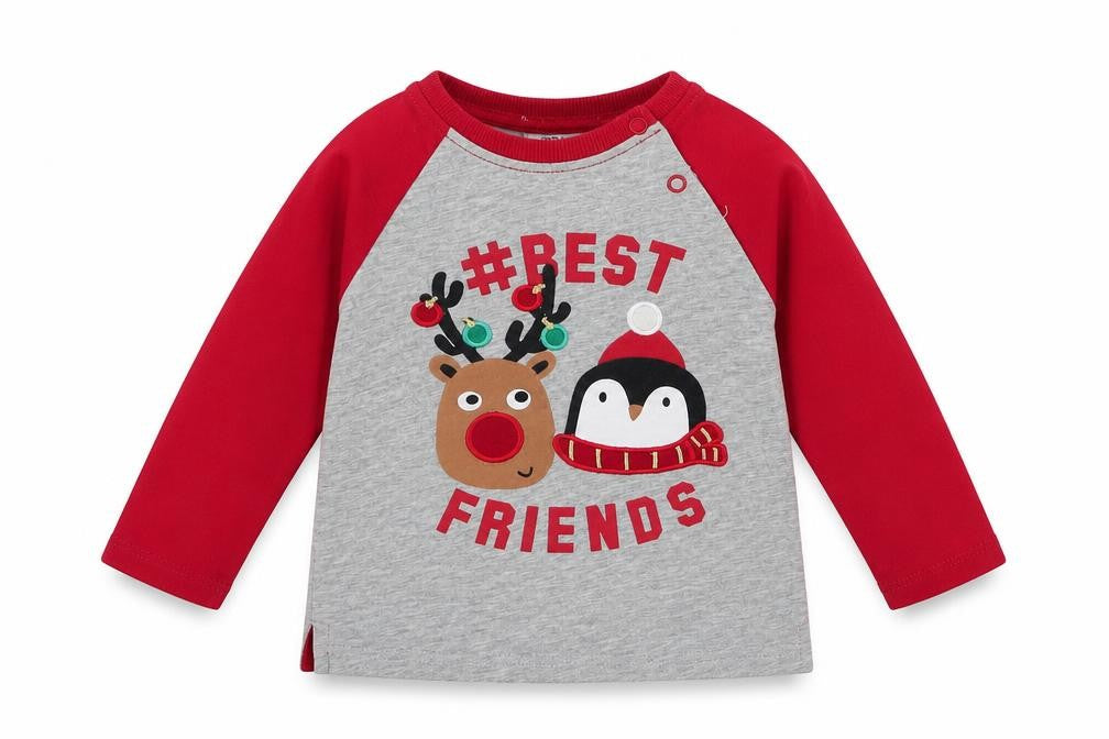 Preworn Boys Multicoloured  100% Cotton Jersey T-Shirt Size 12 Months Round Neck Snap - Christmas