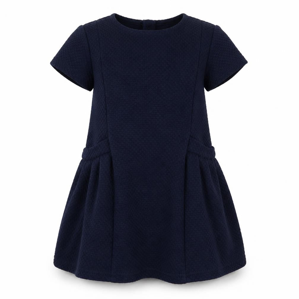 Front view of Next girls’ blue polyester a-line, size 3-4, years round neck pullover